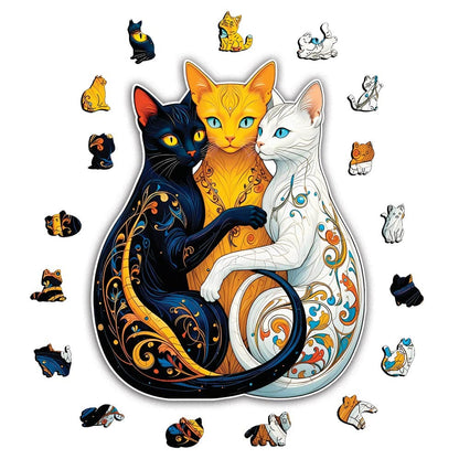 Wooden Jigsaw Puzzles A5 Three Cats - Jigsaw Puzzle