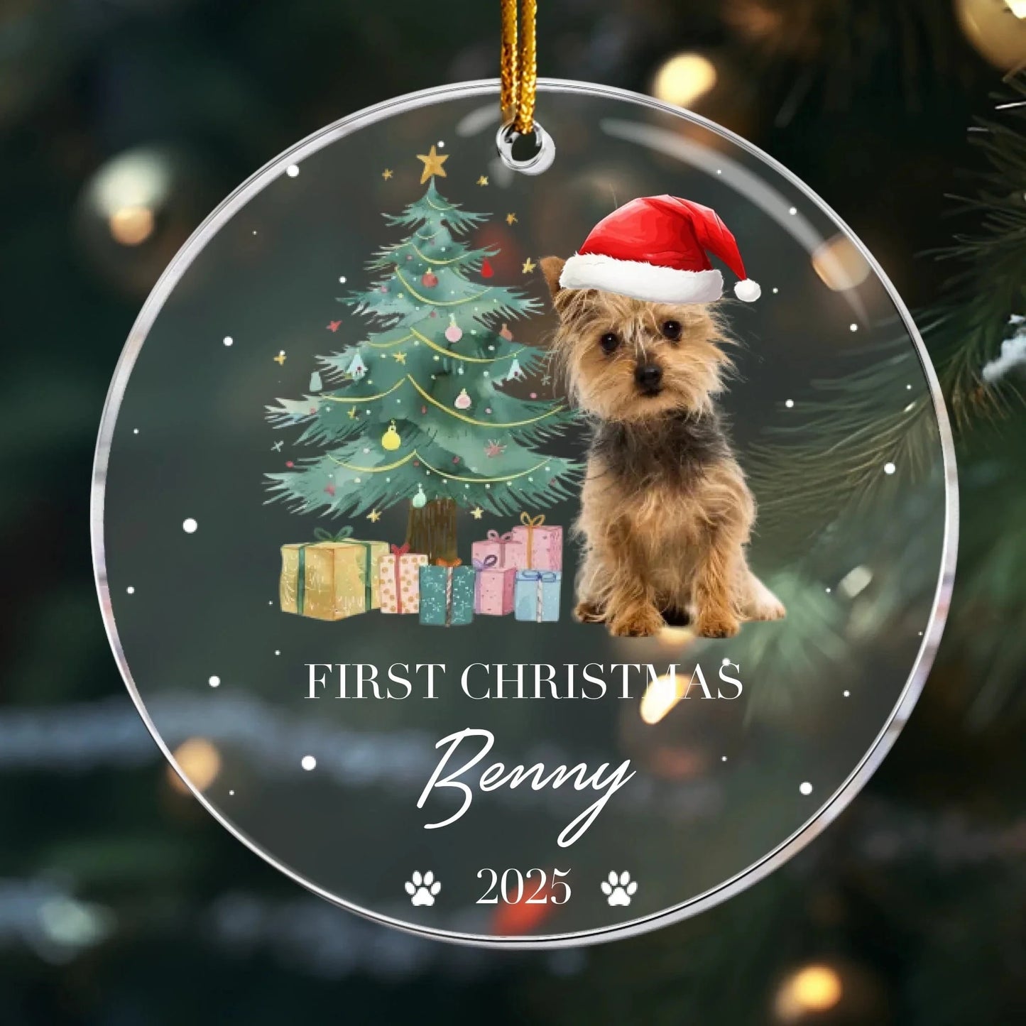 Personalized Ornaments Ornament Acrylic / Glass / 3.5in / 8.9cm Dog’s First Christmas, Puppy’s 1st Christmas - Personalized Dog Photo Ornament