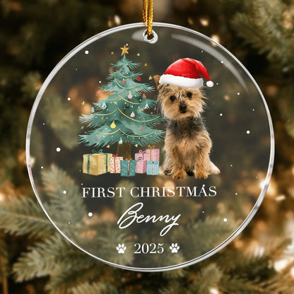 Personalized Ornaments Dog’s First Christmas, Puppy’s 1st Christmas - Personalized Dog Photo Ornament