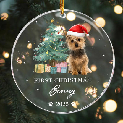 Personalized Ornaments Dog’s First Christmas, Puppy’s 1st Christmas - Personalized Dog Photo Ornament