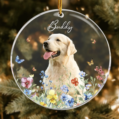 Personalized Ornaments Forever Blooming In My Heart - Personalized Pet Memorial Photo Ornament