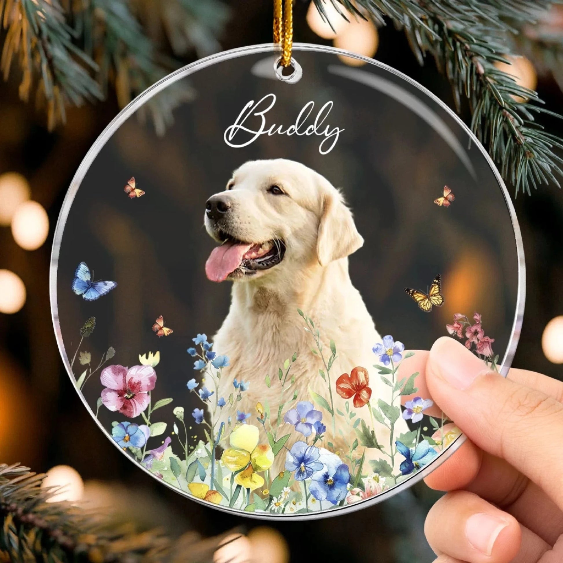 Personalized Ornaments Forever Blooming In My Heart - Personalized Pet Memorial Photo Ornament
