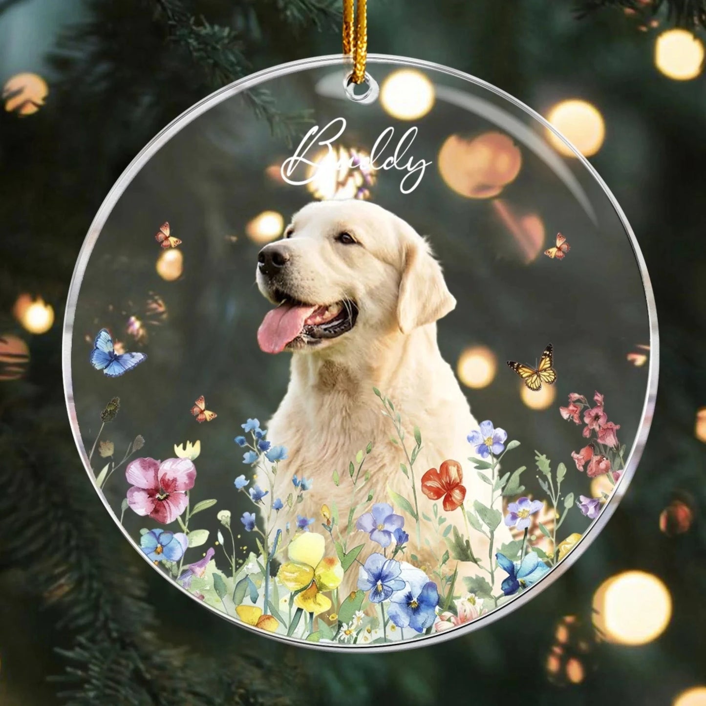 Personalized Ornaments Forever Blooming In My Heart - Personalized Pet Memorial Photo Ornament