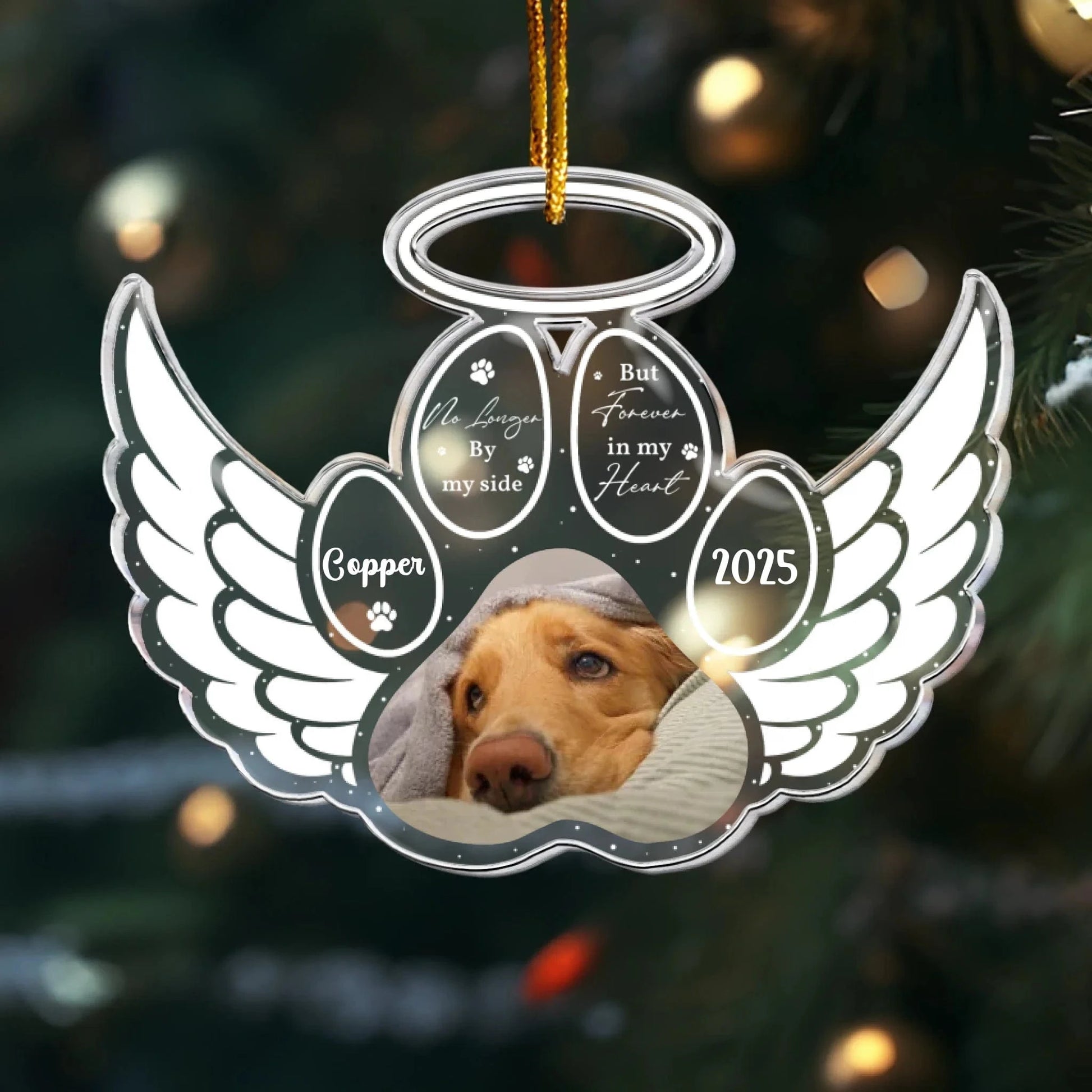 Personalized Ornaments Ornament Acrylic / Glass / 3.5in / 8.9cm No Longer By My Side But Forever In My Heart - Personalized Acrylic Photo Ornament