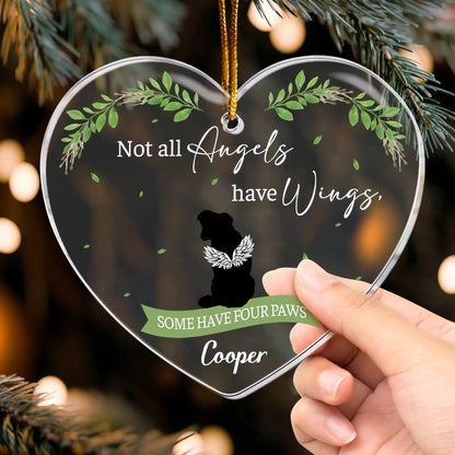 Personalized Ornaments Not All Angels Have Wings, Loss Of Pet - Personalized Acrylic Dog Ornament