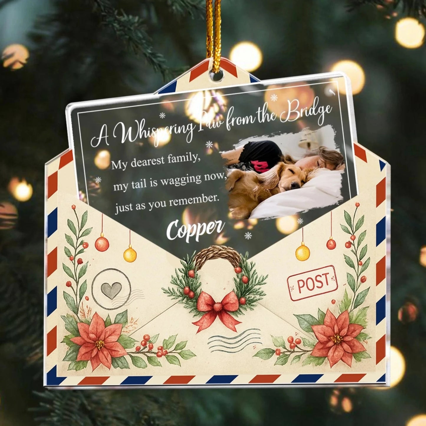 Personalized Ornaments A Whispering Paw from the Bridge Vintage - Personalized Dog Acrylic Photo Ornament