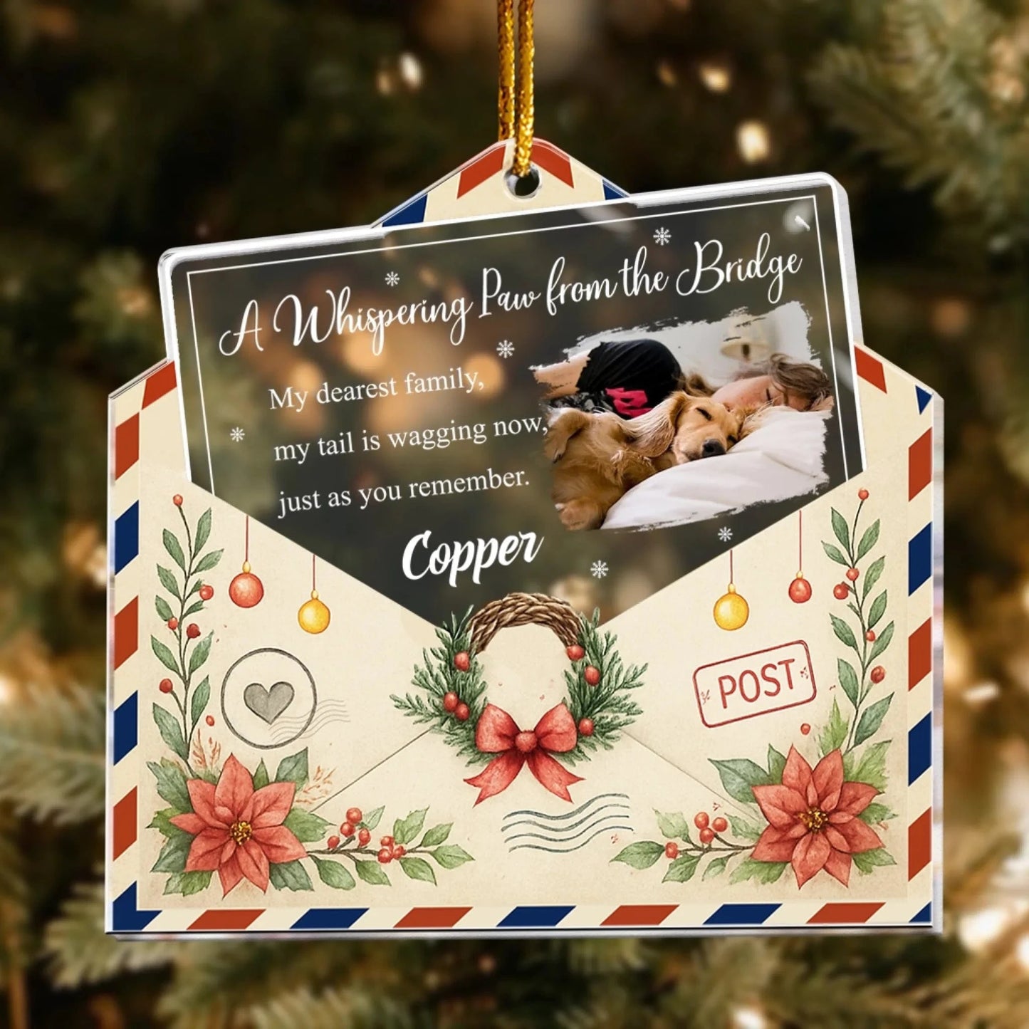 Personalized Ornaments A Whispering Paw from the Bridge Vintage - Personalized Dog Acrylic Photo Ornament
