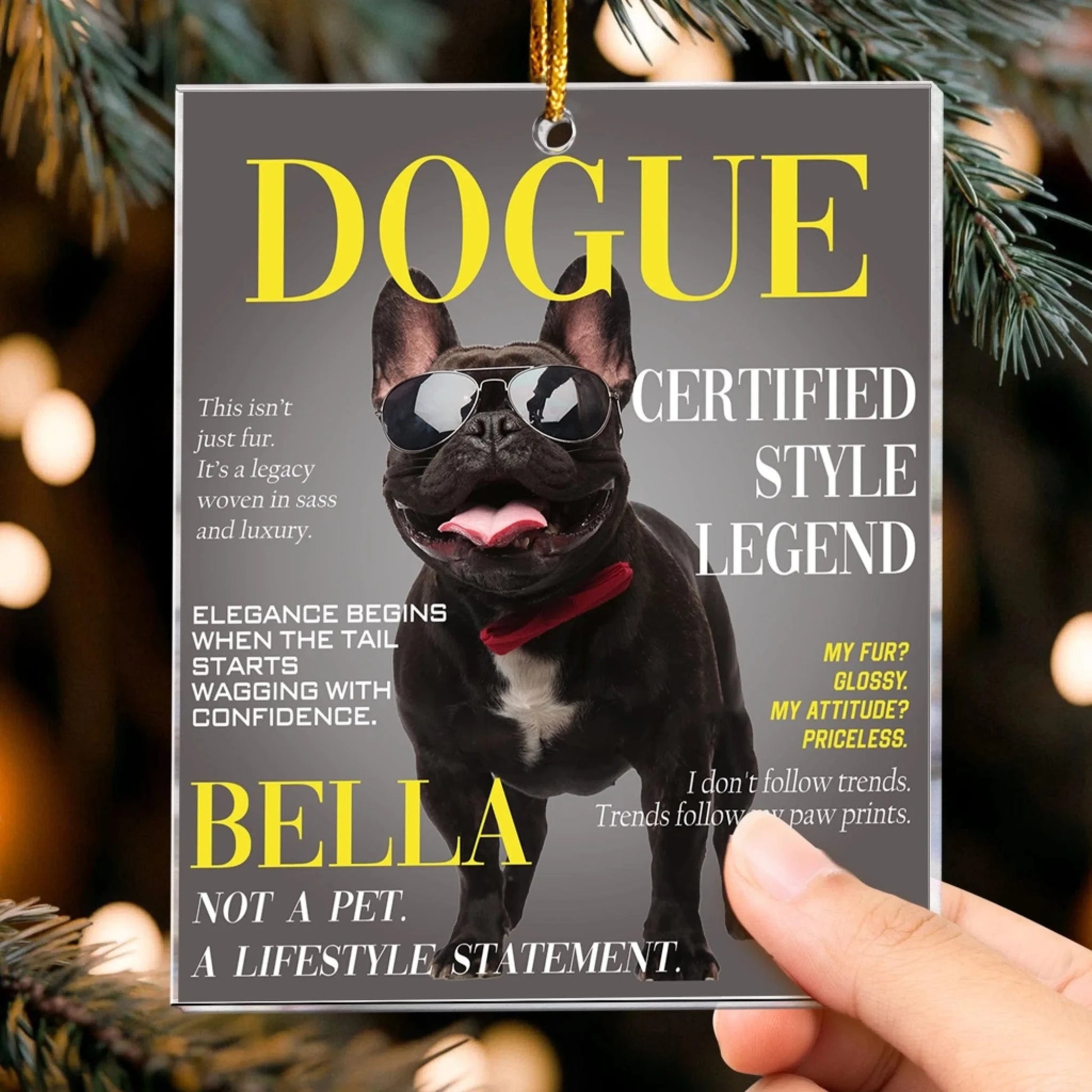 Personalized Ornaments Dogue Magazine, Custom Pet Portrait - Personalized Acrylic Photo Ornament