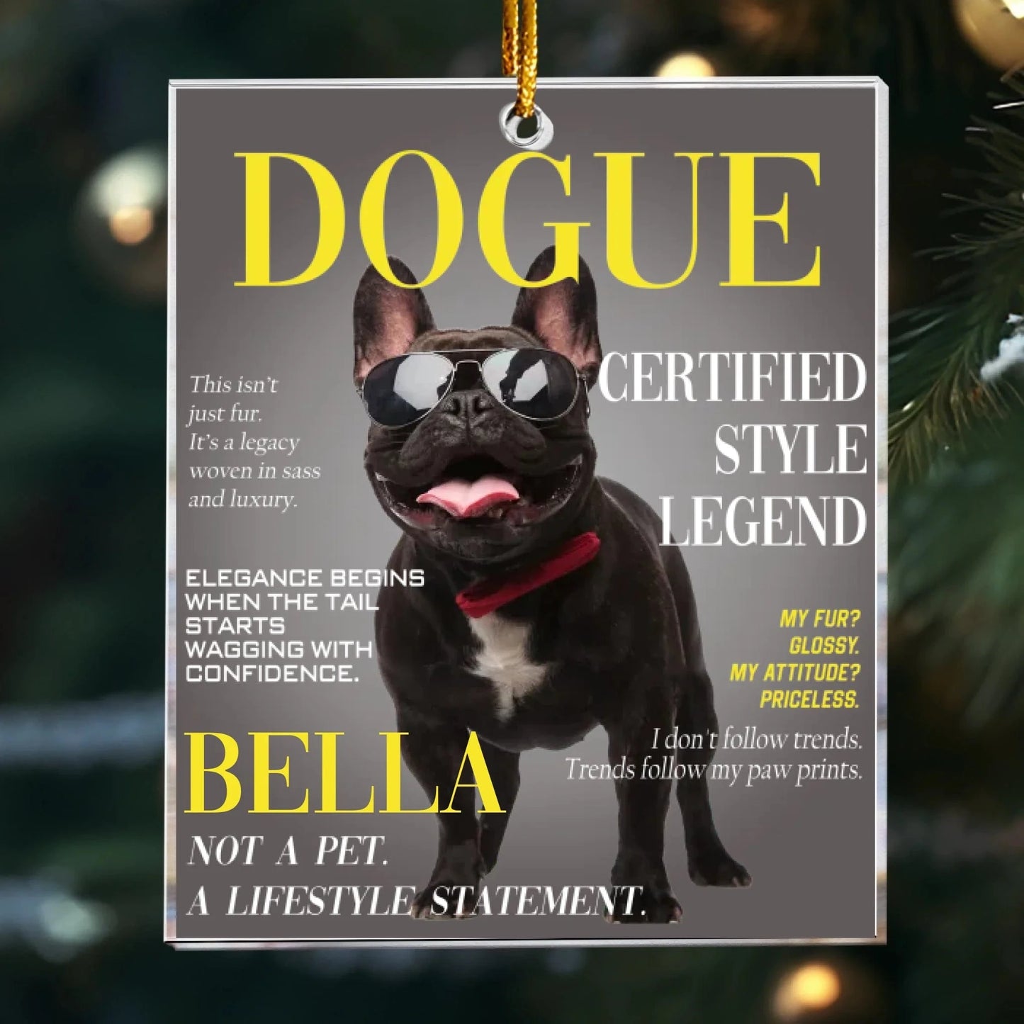 Personalized Ornaments Ornament Acrylic / Glass / 3.5in / 8.9cm Dogue Magazine, Custom Pet Portrait - Personalized Acrylic Photo Ornament