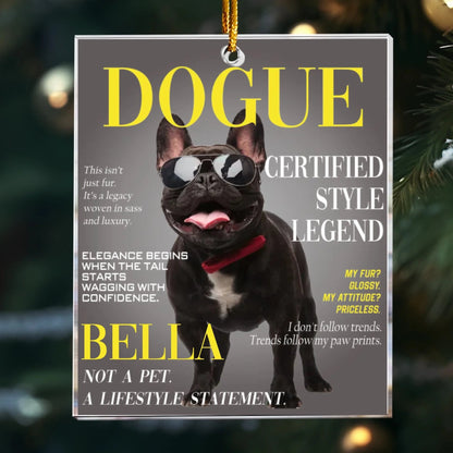 Personalized Ornaments Ornament Acrylic / Glass / 3.5in / 8.9cm Dogue Magazine, Custom Pet Portrait - Personalized Acrylic Photo Ornament