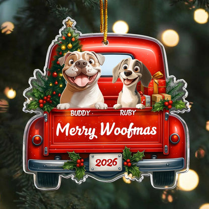 Personalized Ornaments Merry Christmas Truck Pet Lovers - Personalized Dog Acrylic Ornament