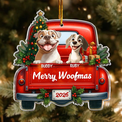 Personalized Ornaments Merry Christmas Truck Pet Lovers - Personalized Dog Acrylic Ornament