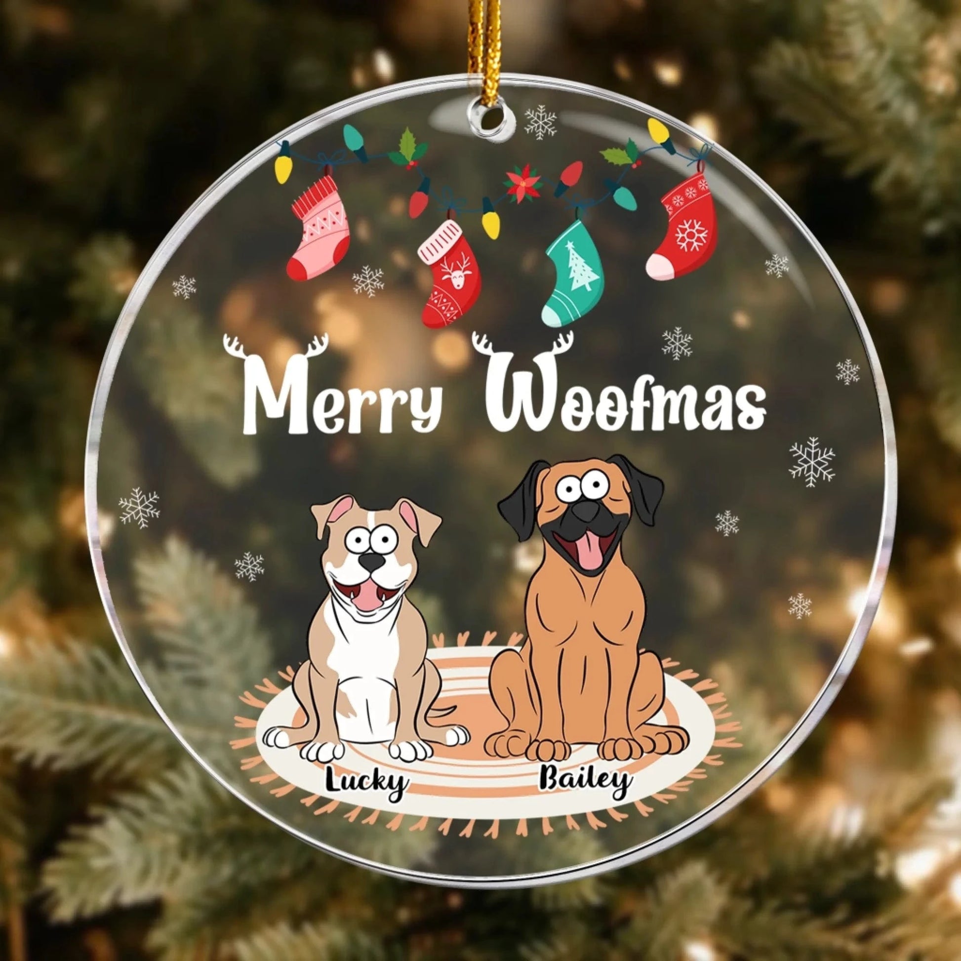 Personalized Ornaments Merry Woofmas - Personalized Acrylic Dog Ornament