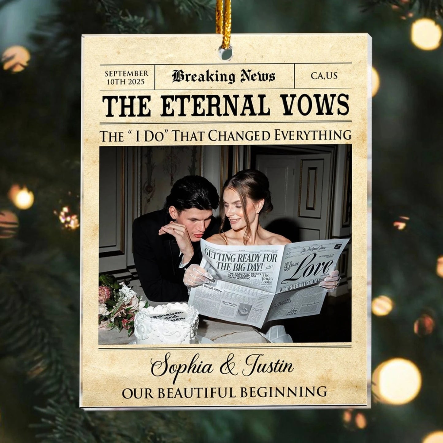 Personalized Ornaments The Happy Times - First Christmas Couple Gift - Newlywed Couple - Pesonalized Acrylic Photo Ornament