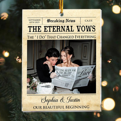 Personalized Ornaments The Happy Times - First Christmas Couple Gift - Newlywed Couple - Pesonalized Acrylic Photo Ornament