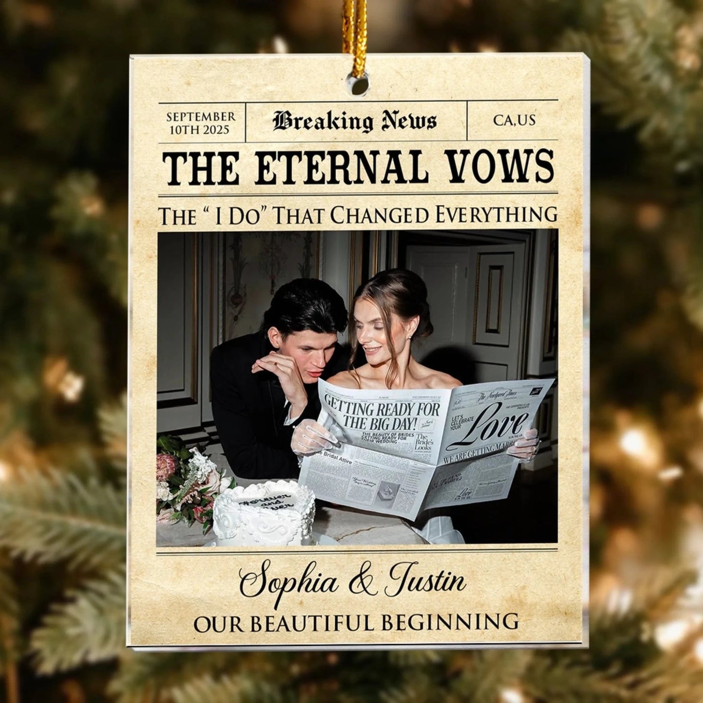 Personalized Ornaments The Happy Times - First Christmas Couple Gift - Newlywed Couple - Pesonalized Acrylic Photo Ornament