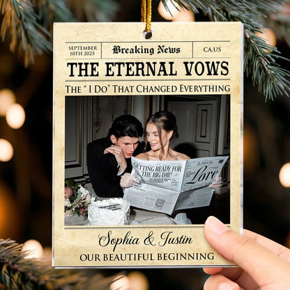 Personalized Ornaments The Happy Times - First Christmas Couple Gift - Newlywed Couple - Pesonalized Acrylic Photo Ornament