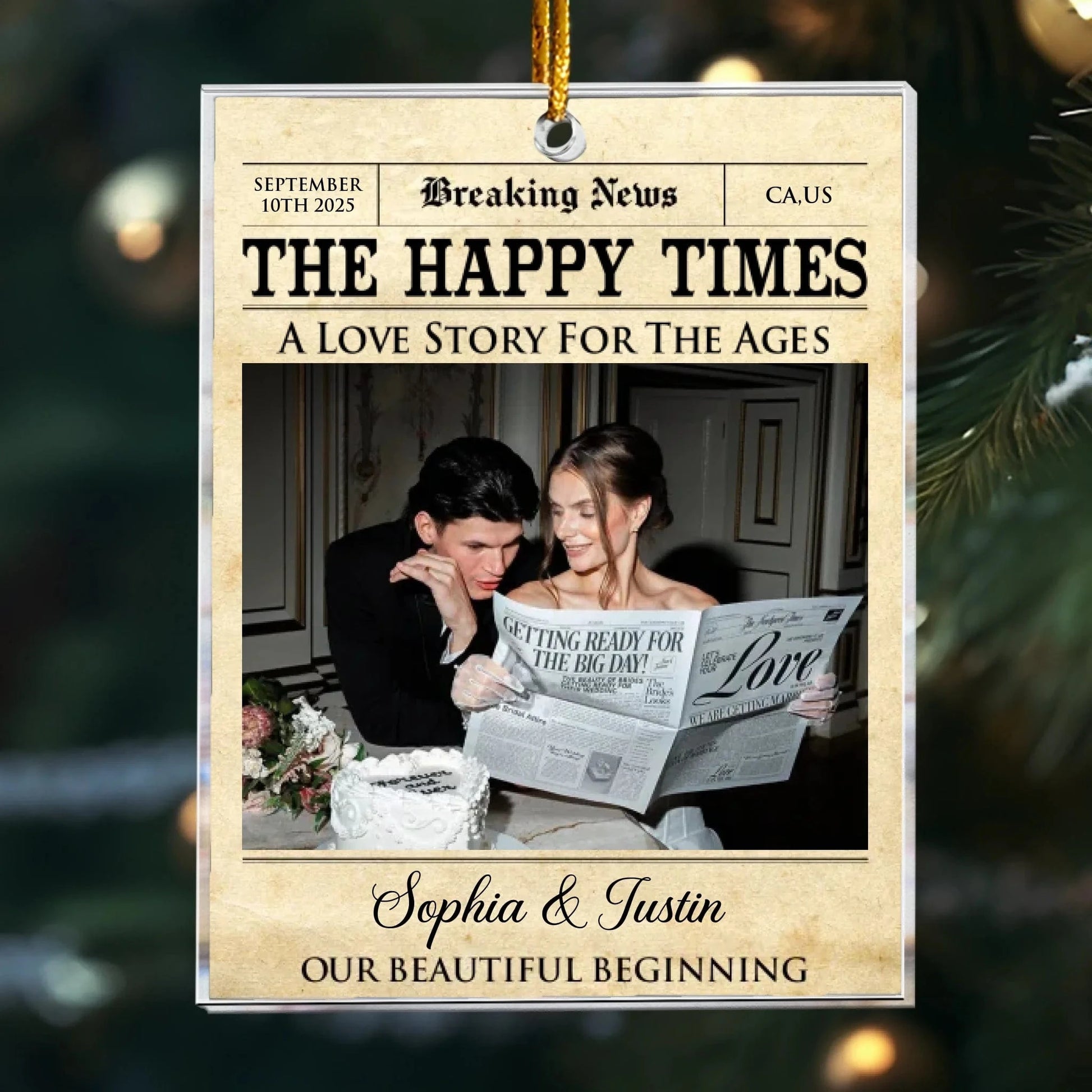 Personalized Ornaments Ornament Acrylic / Glass / 3.5in / 8.9cm The Happy Times - First Christmas Couple Gift - Newlywed Couple - Pesonalized Acrylic Photo Ornament