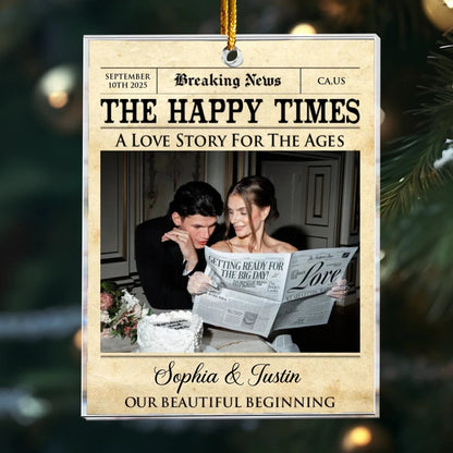 Personalized Ornaments Ornament Acrylic / Glass / 3.5in / 8.9cm The Happy Times - First Christmas Couple Gift - Newlywed Couple - Pesonalized Acrylic Photo Ornament