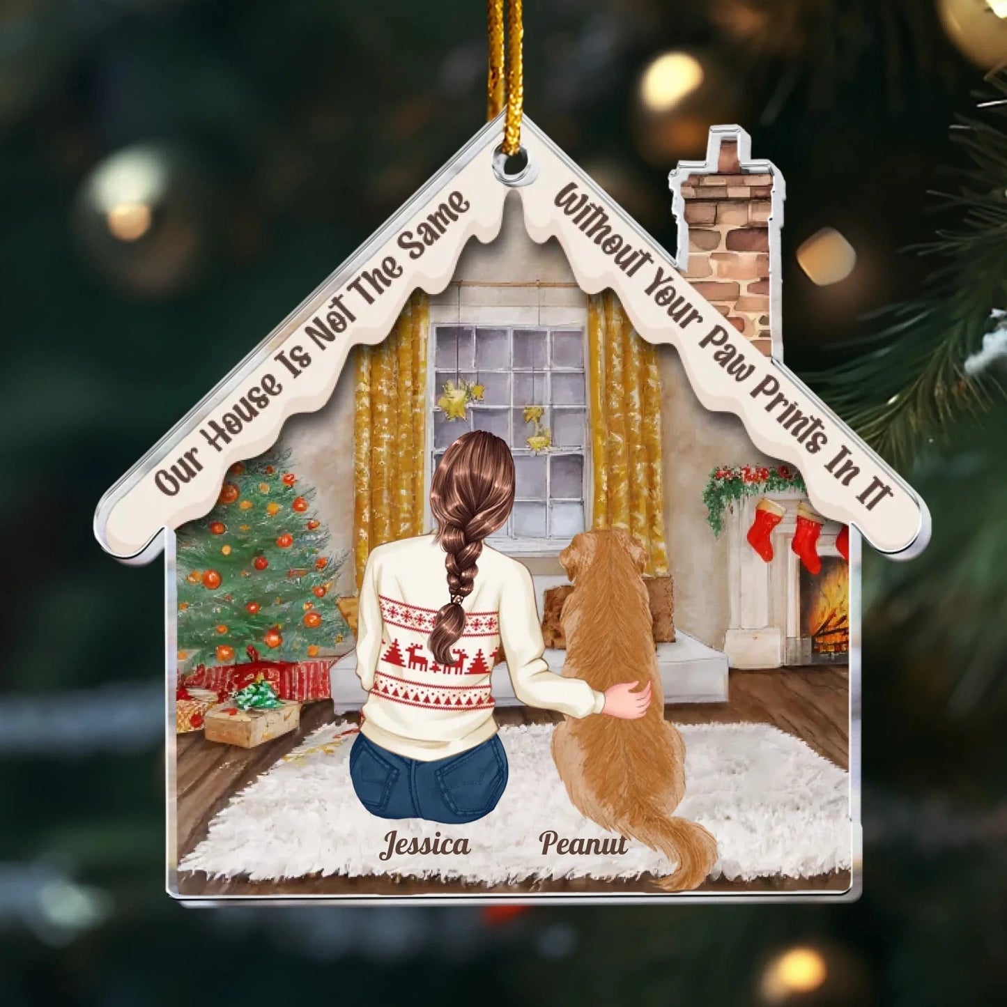 Personalized Ornaments Ornament Acrylic / Glass / 3.5in / 8.9cm Our House Is Not The Same Without Your Paw Prints - Personalized Dog Memorial Acrylic Ornament