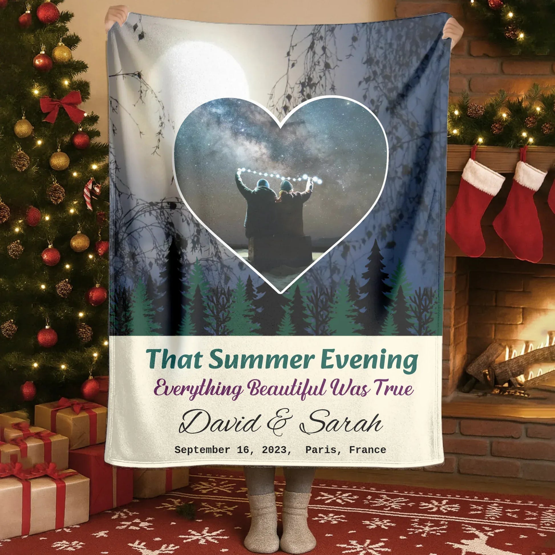 Personalized Blankets Blanket Product DMT / White / 30x40in / 76x101cm That Summer Evening Everything Beautiful Was True - Personalized Couple Anniversary Custom Blanket