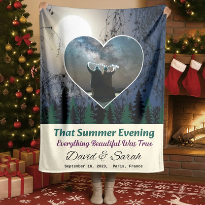 Personalized Blankets Blanket Product DMT / White / 30x40in / 76x101cm That Summer Evening Everything Beautiful Was True - Personalized Couple Anniversary Custom Blanket