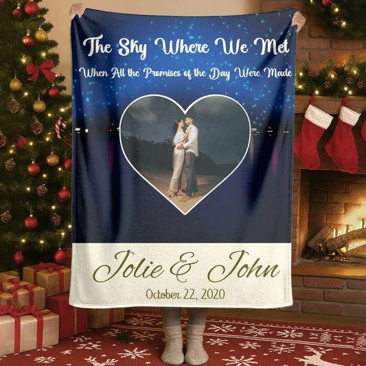 Personalized Blankets Blanket Product DMT / White / 30x40in / 76x101cm The Sky Where We Met - Personalized Couple Anniversary Custom Blanket