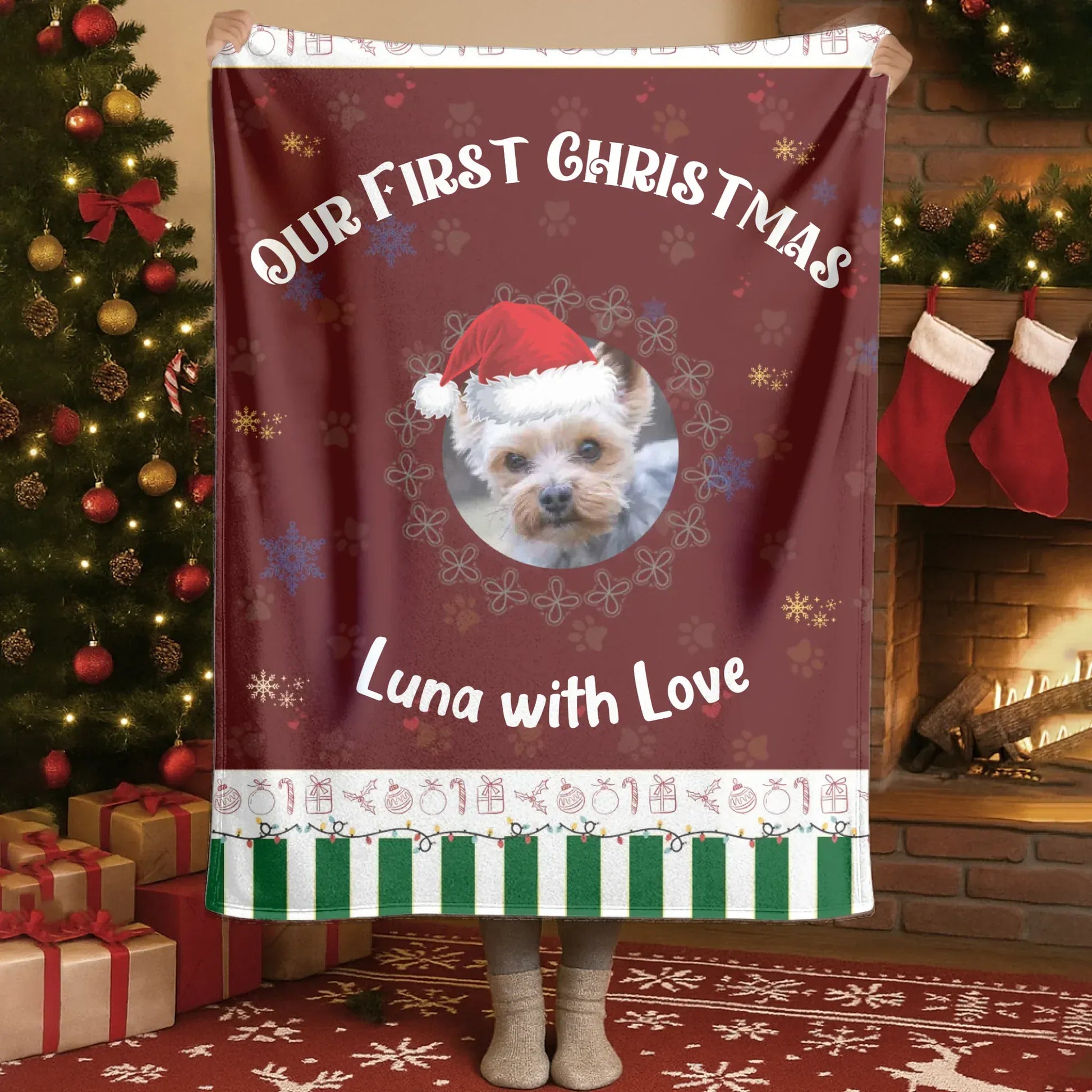 Personalized Blankets Blanket Product DMT / White / 30x40in / 76x101cm Our First Christmas Together - Personalized Pet Lover Photo Custom Blanket