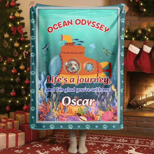 Personalized Blankets Blanket Product DMT / White / 30x40in / 76x101cm Adventure Awaits Always By Your Side - Personalized Pet Lovers Photo Custom Blanket