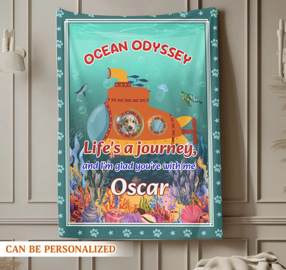 Personalized Blankets Adventure Awaits Always By Your Side - Personalized Pet Lovers Photo Custom Blanket