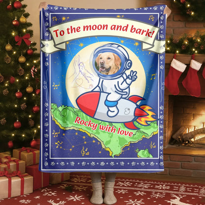 Personalized Blankets Blanket Product DMT / White / 30x40in / 76x101cm To The Moon And Bark - Personalized Dog Lovers Photo Custom Blanket