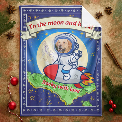 Personalized Blankets To The Moon And Bark - Personalized Dog Lovers Photo Custom Blanket
