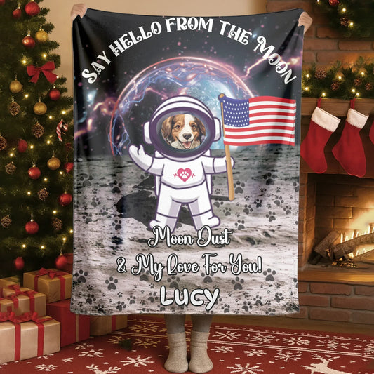Personalized Blankets Blanket Product DMT / White / 30x40in / 76x101cm Moon Dust And My Love For You - Personalized Pet Lovers Photo Custom Blanket