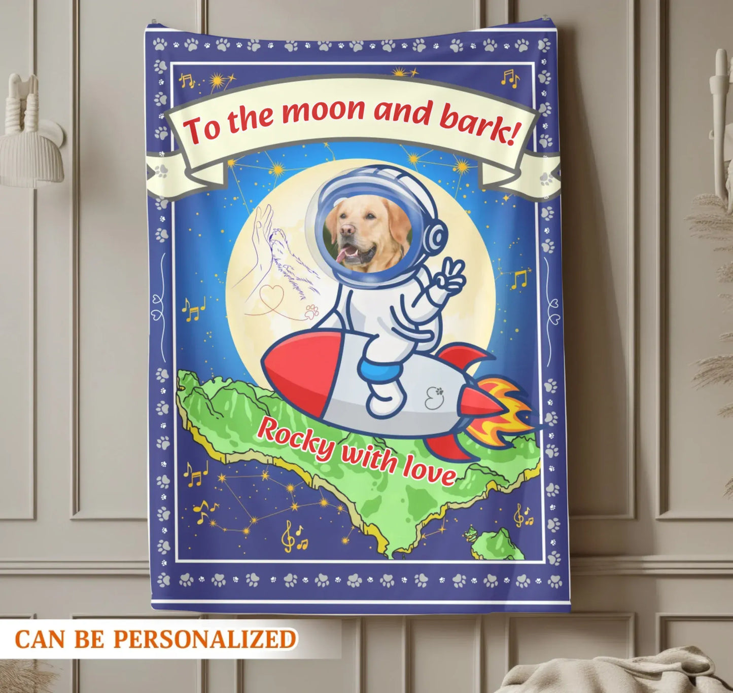 Personalized Blankets To The Moon And Bark - Personalized Dog Lovers Photo Custom Blanket