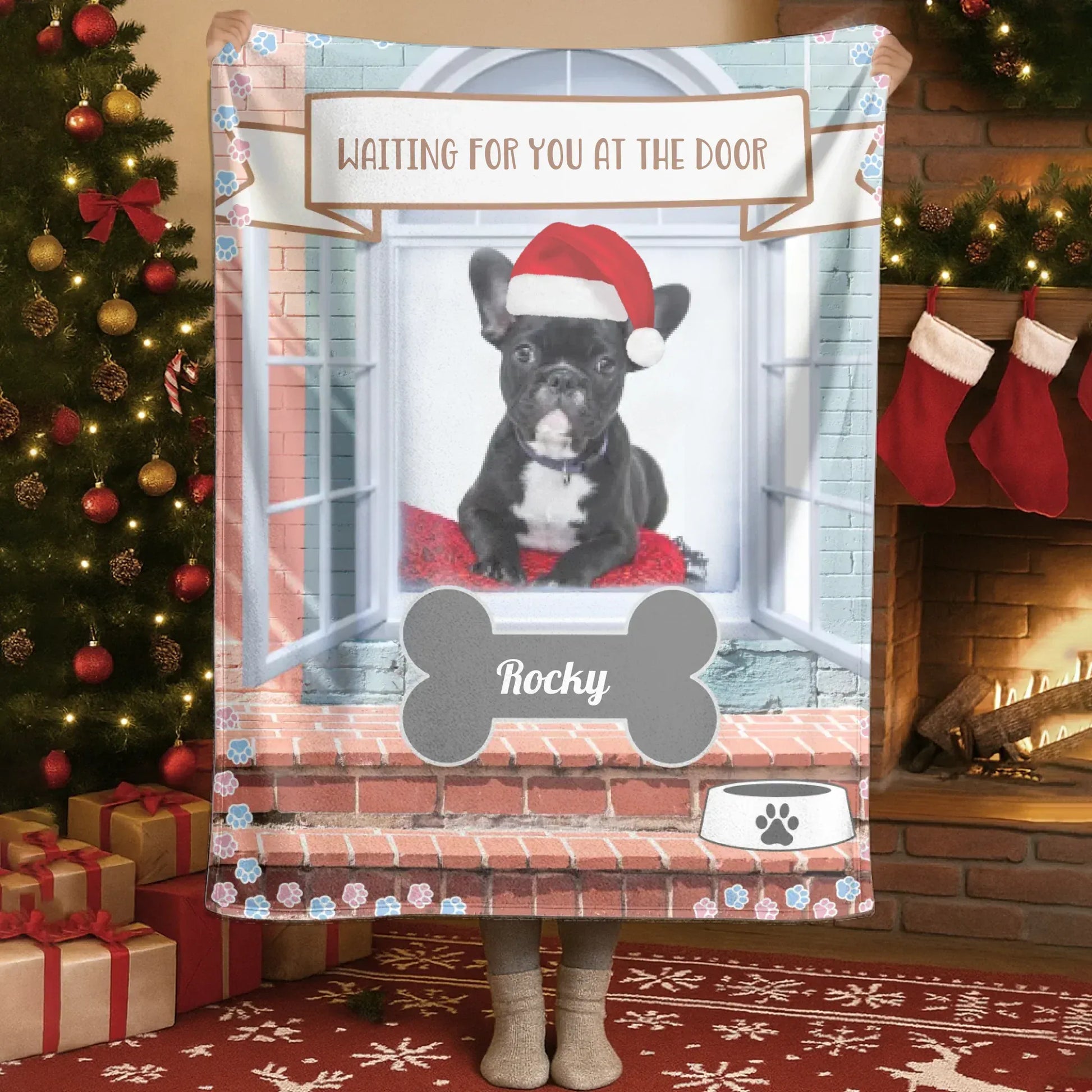 Personalized Blankets Blanket Product DMT / White / 30x40in / 76x101cm Waiting For You At The Door - Personalized Dog Lovers Photo Custom Blanket