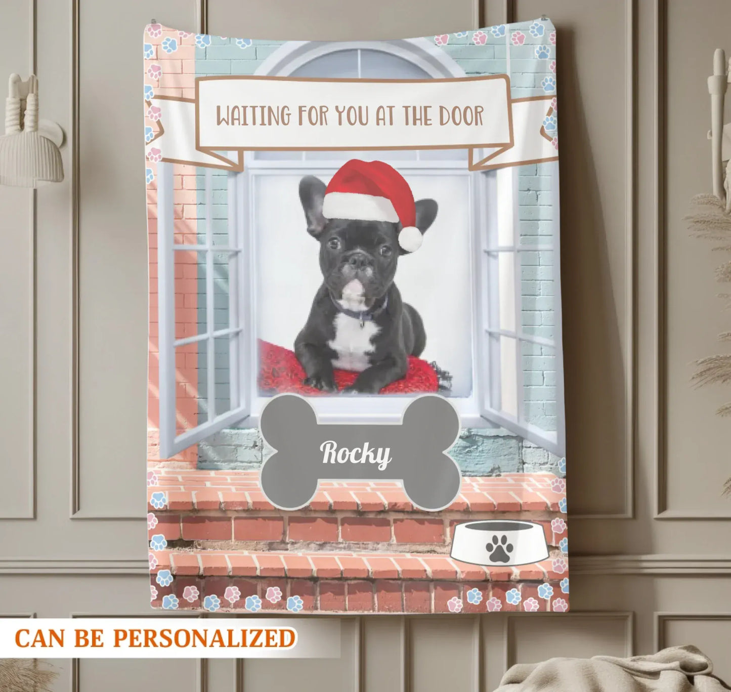 Personalized Blankets Waiting For You At The Door - Personalized Dog Lovers Photo Custom Blanket