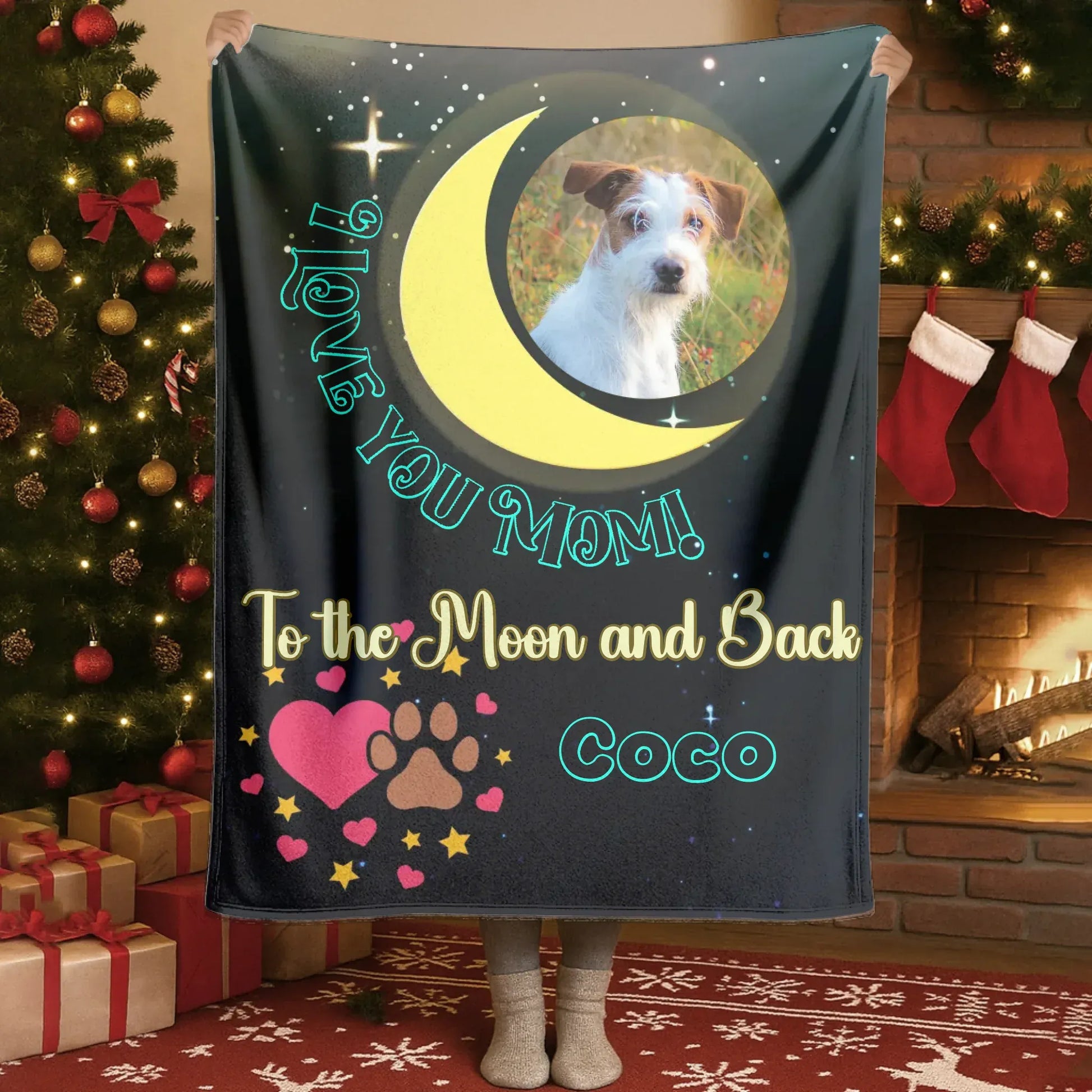 Personalized Blankets Blanket Product DMT / White / 30x40in / 76x101cm Love You To The Moon And Back - Personalized Dog Lovers Photo Custom Blanket