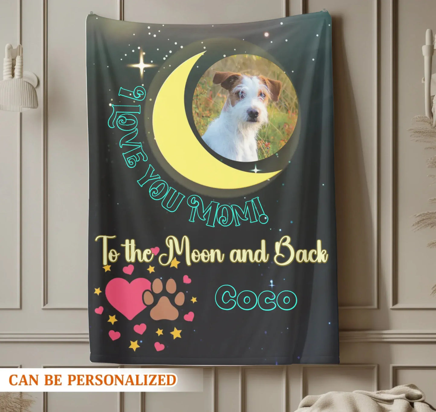 Personalized Blankets Love You To The Moon And Back - Personalized Dog Lovers Photo Custom Blanket