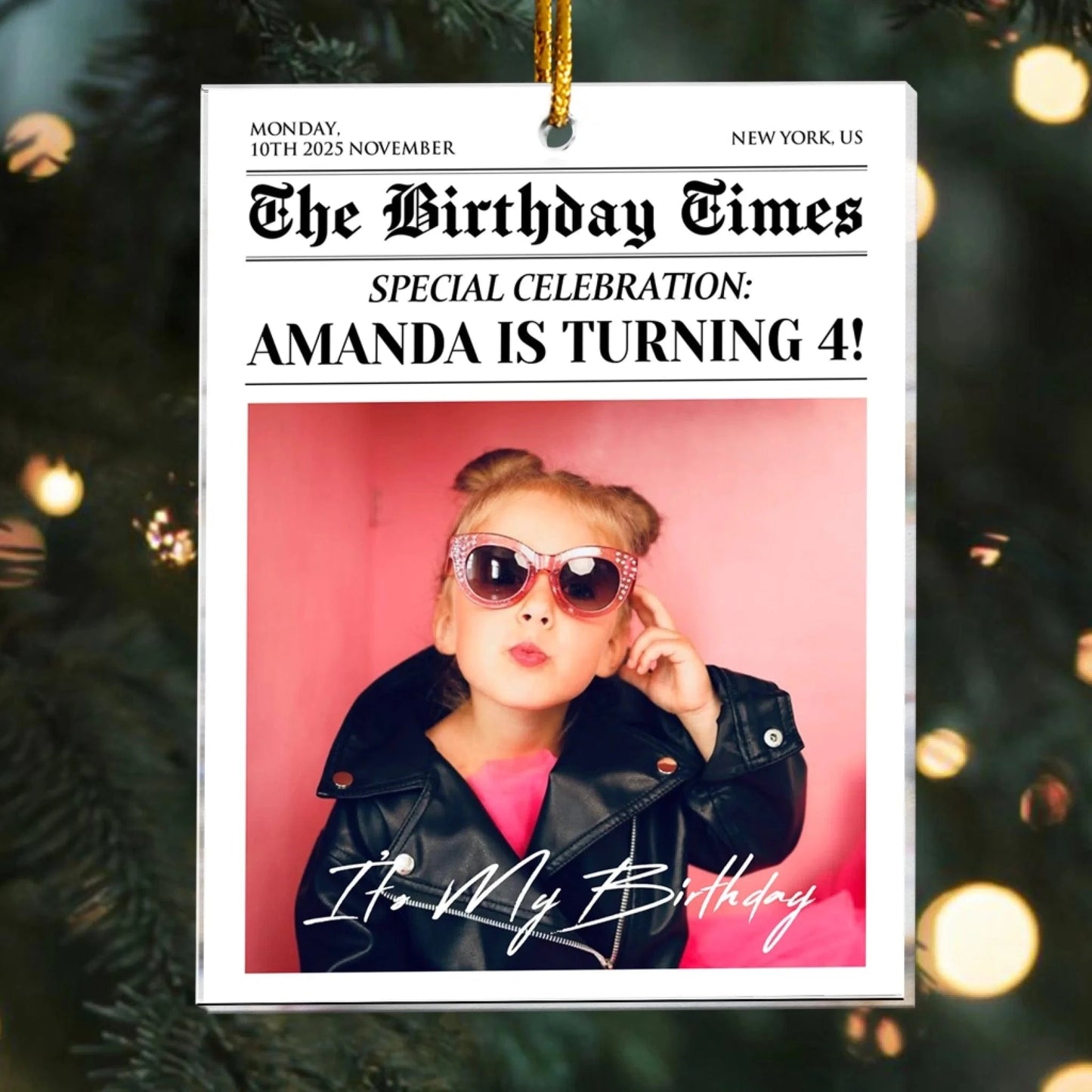 Personalized Ornaments The Birthday Times - Birthday Celebration - Personalized Arcylic Photo Ornament