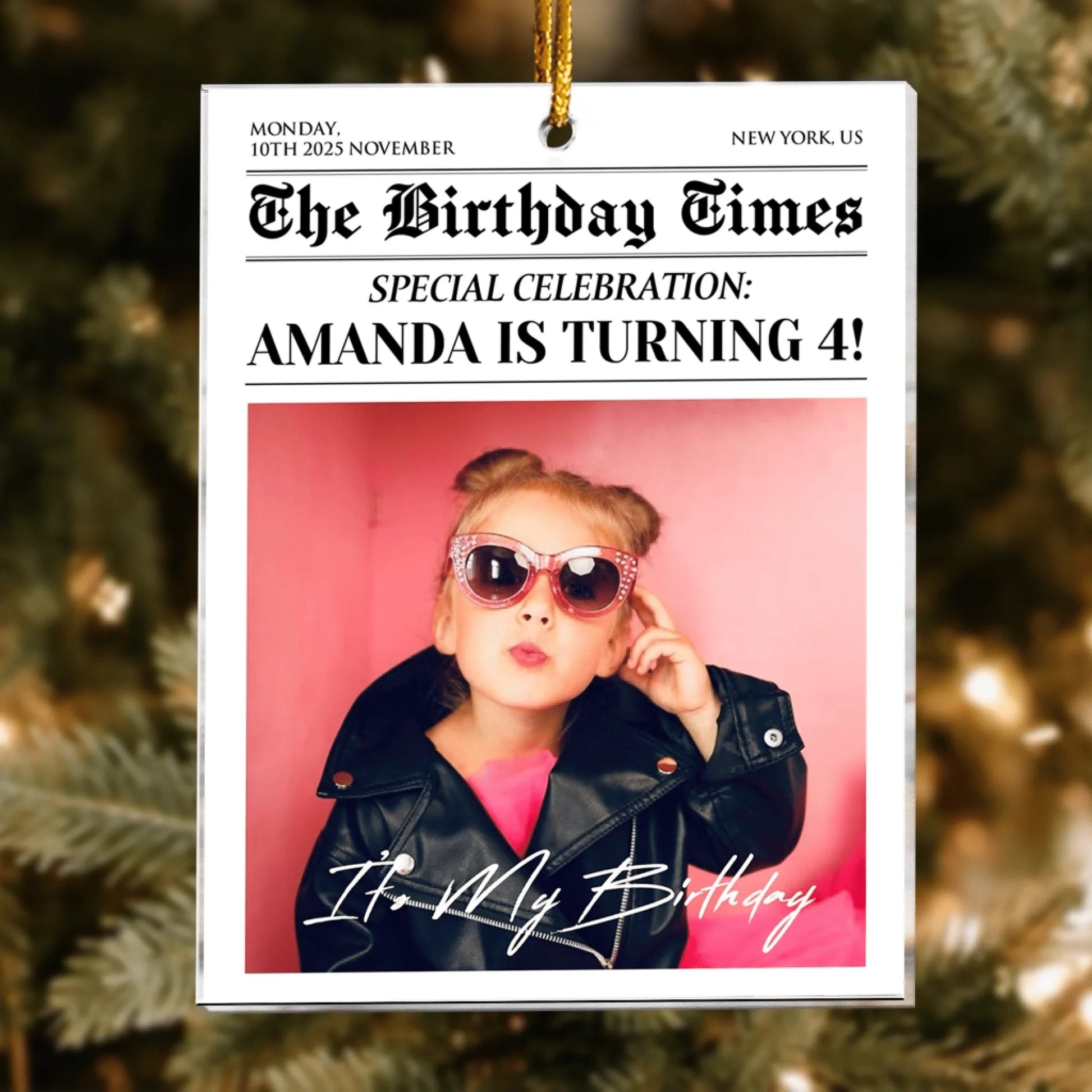 Personalized Ornaments The Birthday Times - Birthday Celebration - Personalized Arcylic Photo Ornament