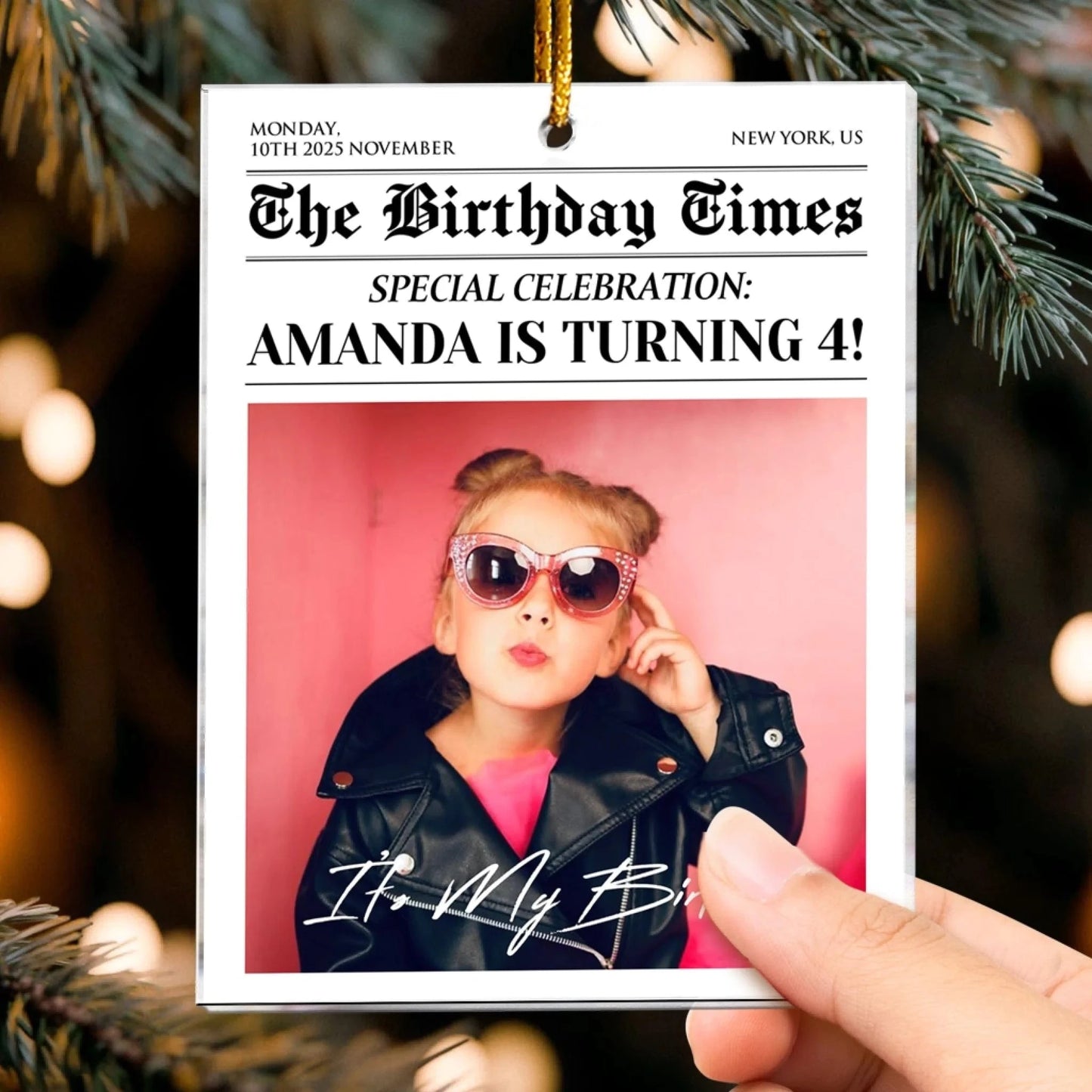 Personalized Ornaments The Birthday Times - Birthday Celebration - Personalized Arcylic Photo Ornament
