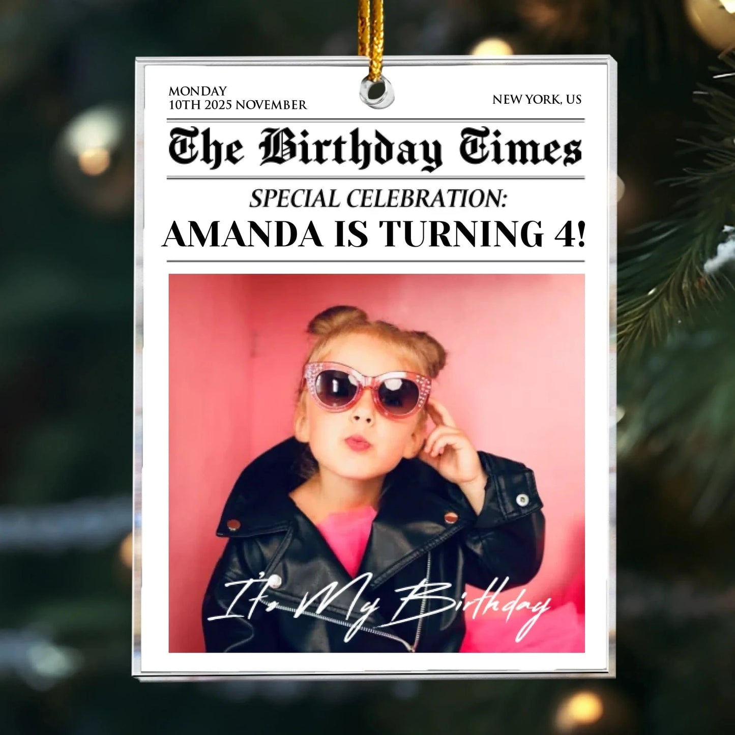 Personalized Ornaments Ornament Acrylic / Glass / 3.5in / 8.9cm The Birthday Times - Birthday Celebration - Personalized Arcylic Photo Ornament