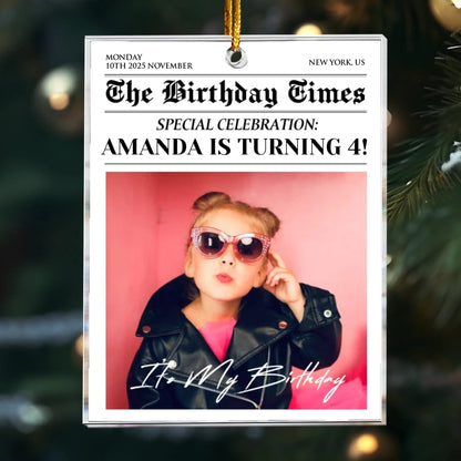 Personalized Ornaments Ornament Acrylic / Glass / 3.5in / 8.9cm The Birthday Times - Birthday Celebration - Personalized Arcylic Photo Ornament