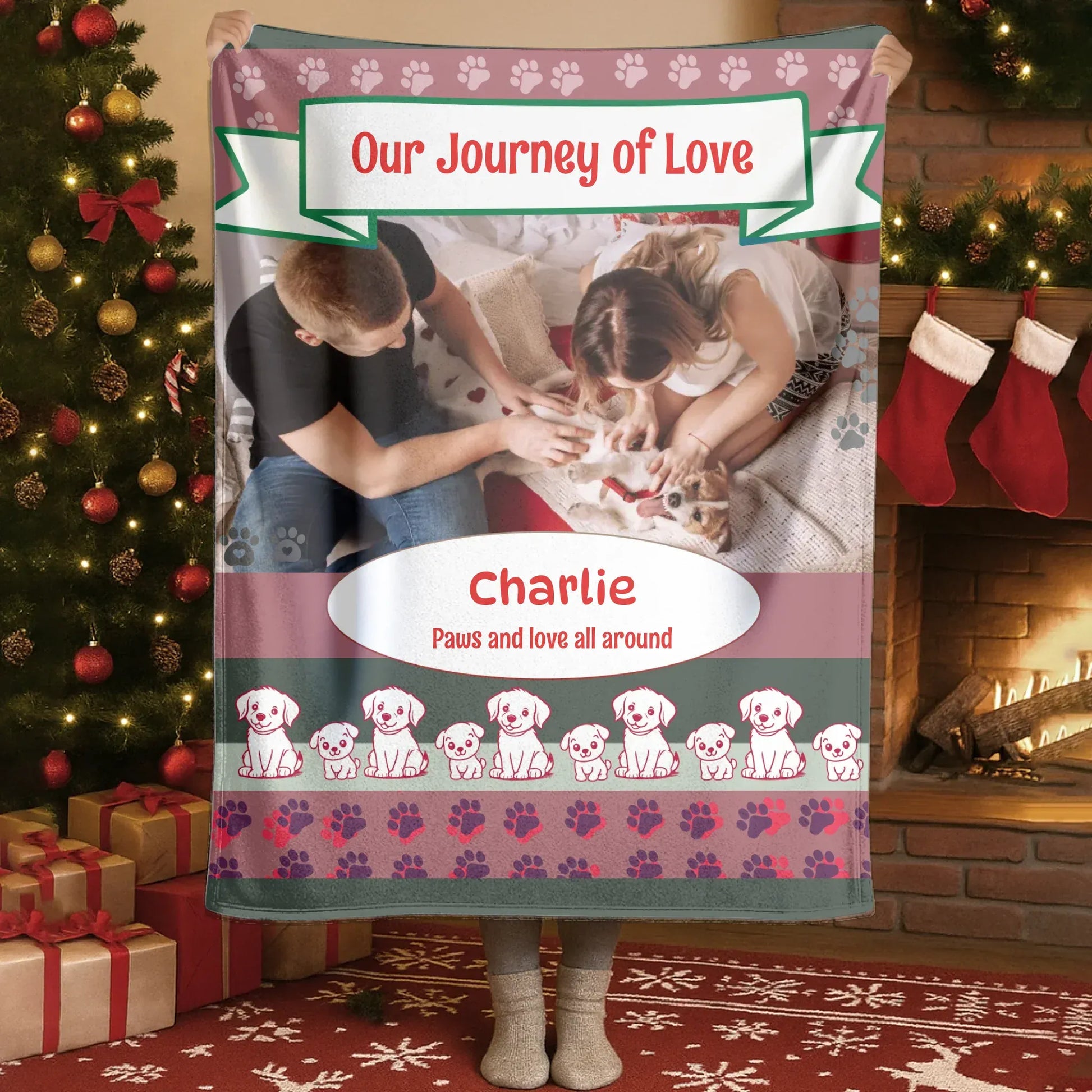 Personalized Blankets Blanket Product DMT / White / 30x40in / 76x101cm Our Journey Of Love - Personalized Dog Lovers Photo Custom Blanket