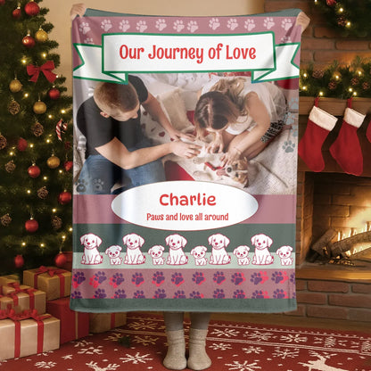 Personalized Blankets Blanket Product DMT / White / 30x40in / 76x101cm Our Journey Of Love - Personalized Dog Lovers Photo Custom Blanket