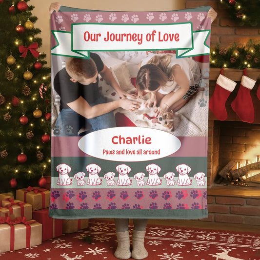 Personalized Blankets Blanket Product DMT / White / 30x40in / 76x101cm Our Journey Of Love - Personalized Dog Lovers Photo Custom Blanket