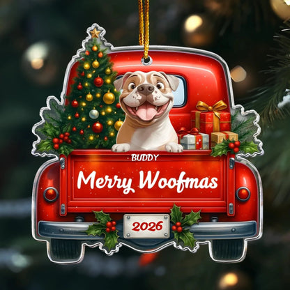 Personalized Ornaments Ornament Acrylic / Glass / 3.5in / 8.9cm Merry Christmas Truck Pet Lovers - Personalized Dog Acrylic Ornament