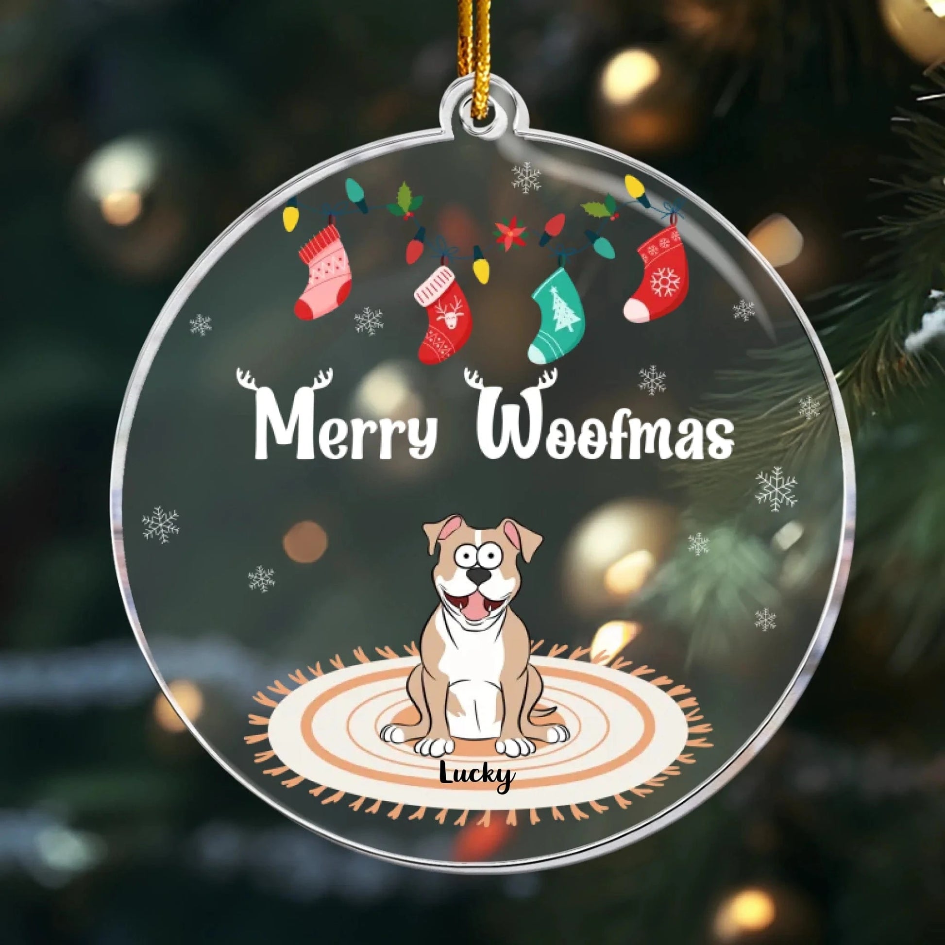 Personalized Ornaments Ornament Acrylic / Glass / 3.5in / 8.9cm Merry Woofmas - Personalized Acrylic Dog Ornament