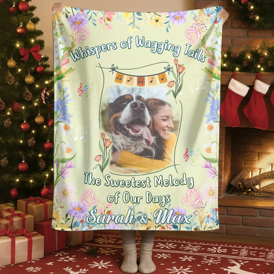 Personalized Blankets Blanket Product DMT / White / 30x40in / 76x101cm Whispers Of Wagging Tails - Personalized Pet Lovers Photo Custom Blanket