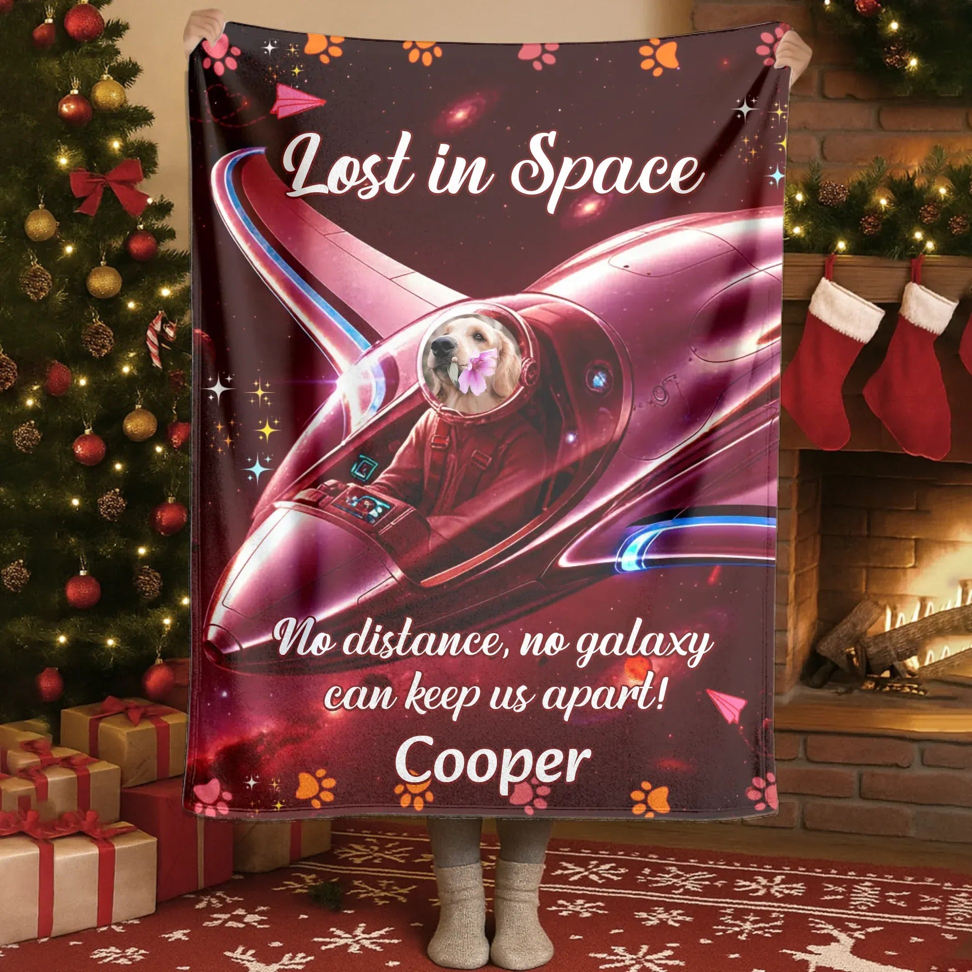 Personalized Blankets Blanket Product DMT / White / 30x40in / 76x101cm In My Pet Dream, We Lost In Space - Personalized Pet Lovers Photo Custom Blanket